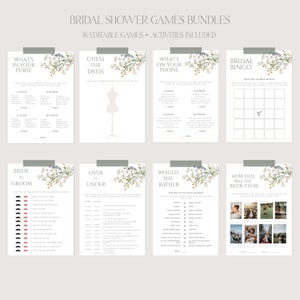 ISLA 16 Bridal Shower Games Bundle | Editable Floral Bridal Shower | Bridal Shower Games With Activities Printable | Instant Download