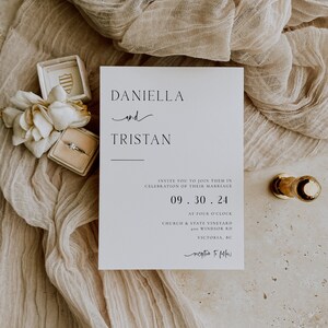 Modern Simple Wedding Invitation Template Boho Minimalist Wedding Invitation Wedding Invite Photo Editable & Printable Wedding Invite image 2