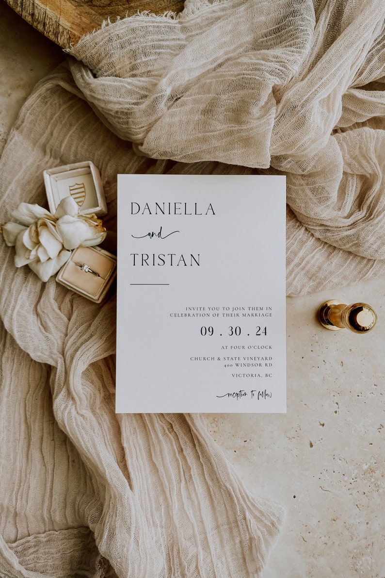 Modern Simple Wedding Invitation Template Boho Minimalist Wedding Invitation Wedding Invite Photo Editable & Printable Wedding Invite image 2