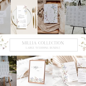 MILLIA Wildflower Wedding Bundle | Boho Floral Wedding Invitation Suite | Large Wedding Bundle Editable Printable Template |Instant Download