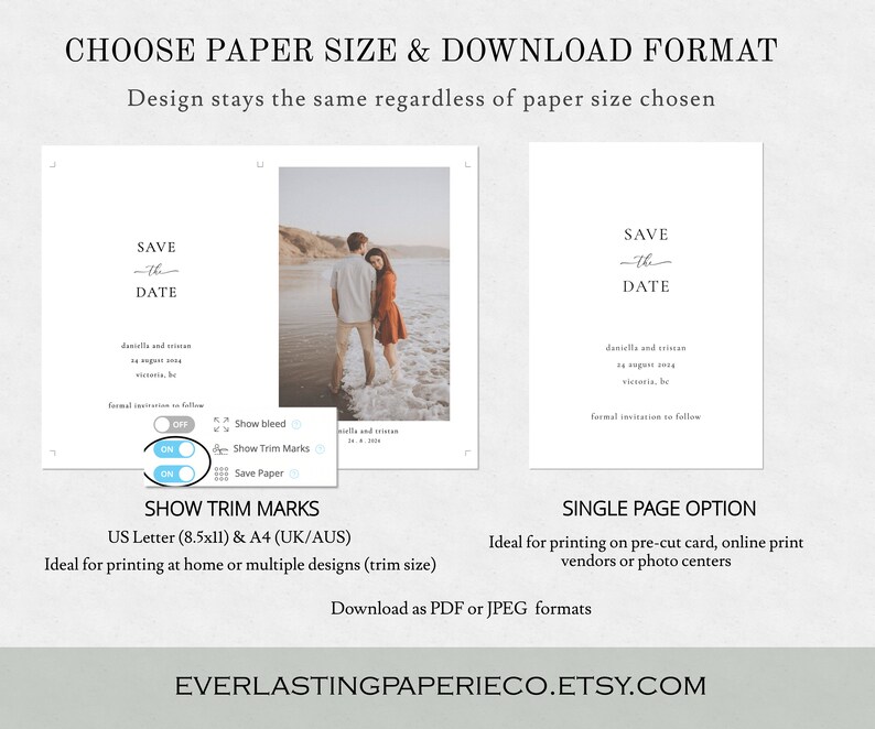 Save The Date Template Minimalist Wedding Save The Dates Printable Modern Save The Date Editable Save The Date Instant Download image 6