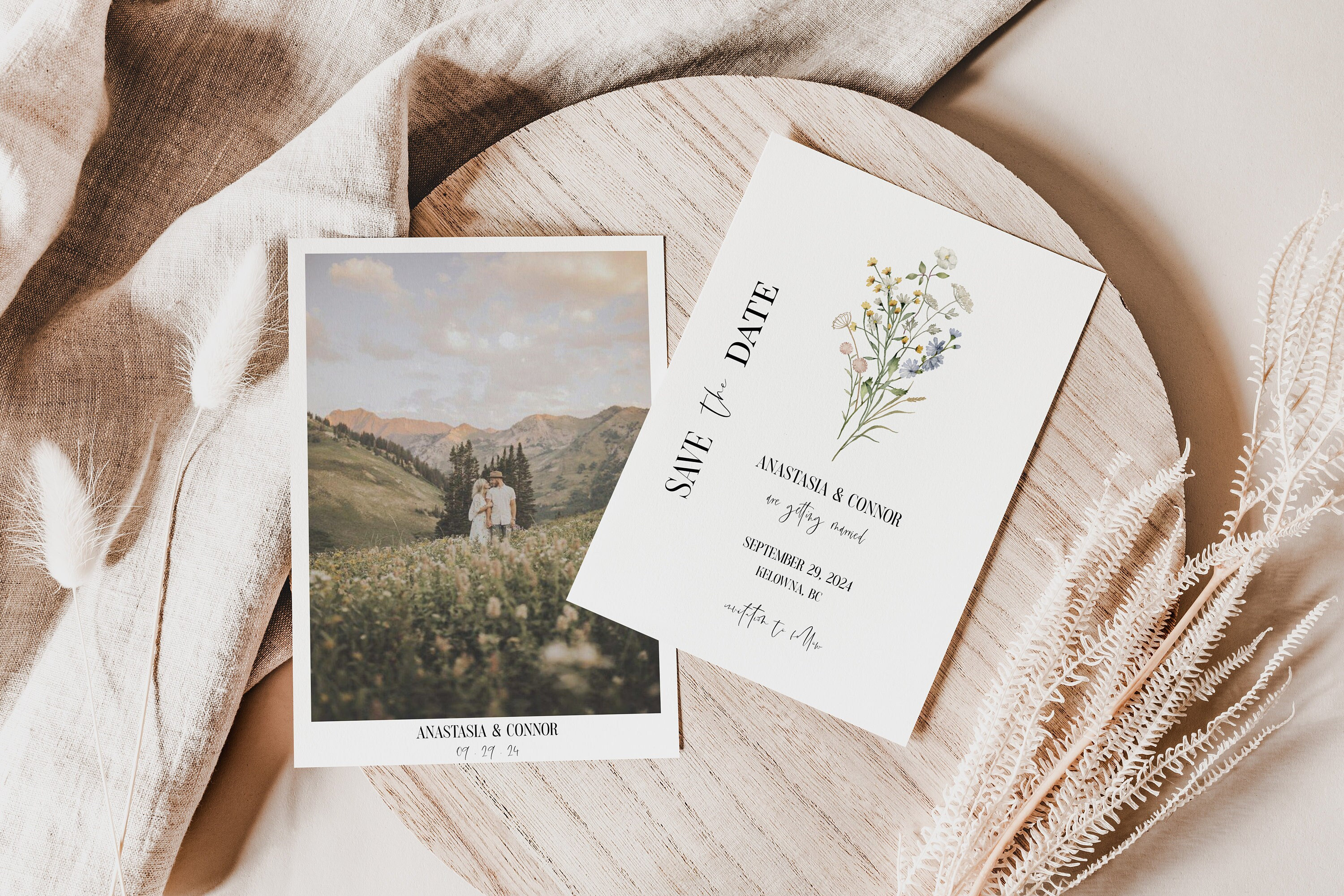 ISLA Boho Floral Save The Date Invitation Template | Wildflower Save Our Date | Save The Date Invite | Editable Save The Date