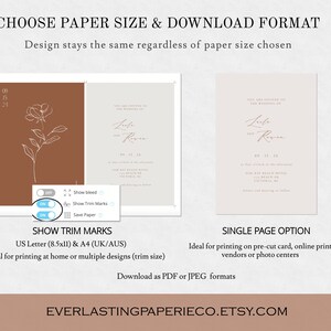 SOFIA Terracotta Wedding Invitation Template Minimalist Rust Wedding Invite Editable Burnt Orange Wedding Invite Printable Desert image 6