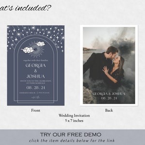 Celestial Wedding Invitation Template Starry Night Wedding Invite Template Navy Blue Editable Wedding Invitation Instant Download image 5