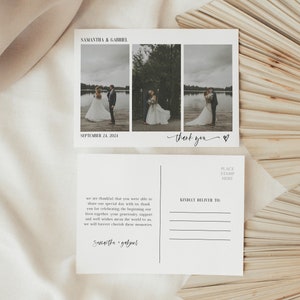 Minimalistische bedankkaart voor bruiloften | Eenvoudige afdrukbare bruiloftbedankkaarten | Bewerkbare bedankkaart met foto | Direct downloaden |