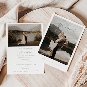 Modello di annuncio di fuga minimalista ELLE / Modello di biglietto di ricevimento per fuga con foto Boho / Annuncio di fuga modificabile / Download stampabile