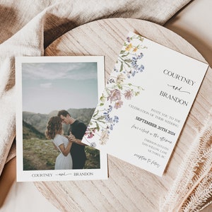 MILLIA Flower Wedding Invitation Template | Floral Boho Wedding Invitations | Wildflower Wedding Invite Photo | Editable Wedding Invite