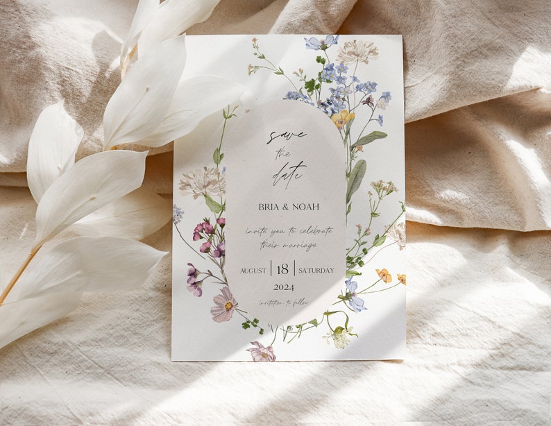 MILLIA Wildflower Save The Date Template Boho Save Our Date Floral Save The Date Template Editable & Printable Save The Date Invite image 3