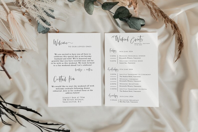 Wedding Events Timeline Template Front and back Program Template Wedding Program Template Editable Printable Instant Download image 3