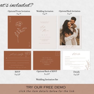 SOFIA Terracotta Wedding Invitation Template Minimalist Rust Wedding Invite Editable Burnt Orange Wedding Invite Printable Desert image 5