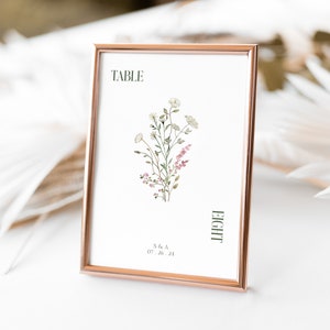 ISLA Wildflower Wedding Table Numbers | Floral Table Numbers Template | Wedding Table Numbers | Reception Table Numbers | 5x7 | 4x6 | 3x5