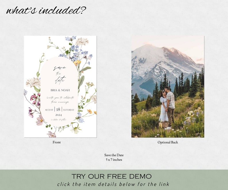MILLIA Wildflower Save The Date Template Boho Save Our Date Floral Save The Date Template Editable & Printable Save The Date Invite image 4