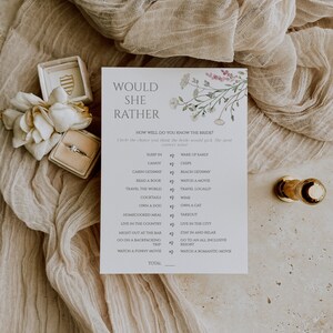 ISLA Would She Rather Bridal Shower Game | Boho Floral Bridal Shower Game | Editable & Printable Who Knows the Bride Best | Instant Download