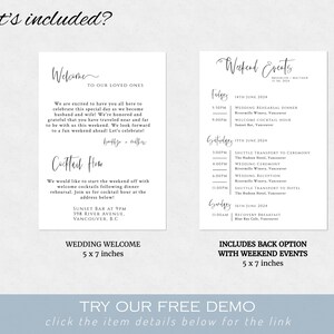 Wedding Events Timeline Template Front and back Program Template Wedding Program Template Editable Printable Instant Download image 5