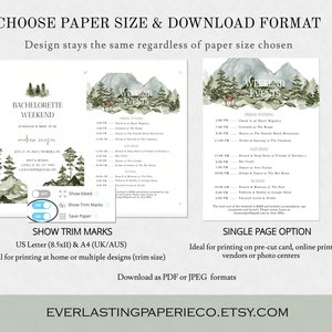 Forest Bachelorette Party Invitation Template Mountain Bachelorette Weekend Itinerary Editable Pine Tree Bachelorette Party Invitation image 6
