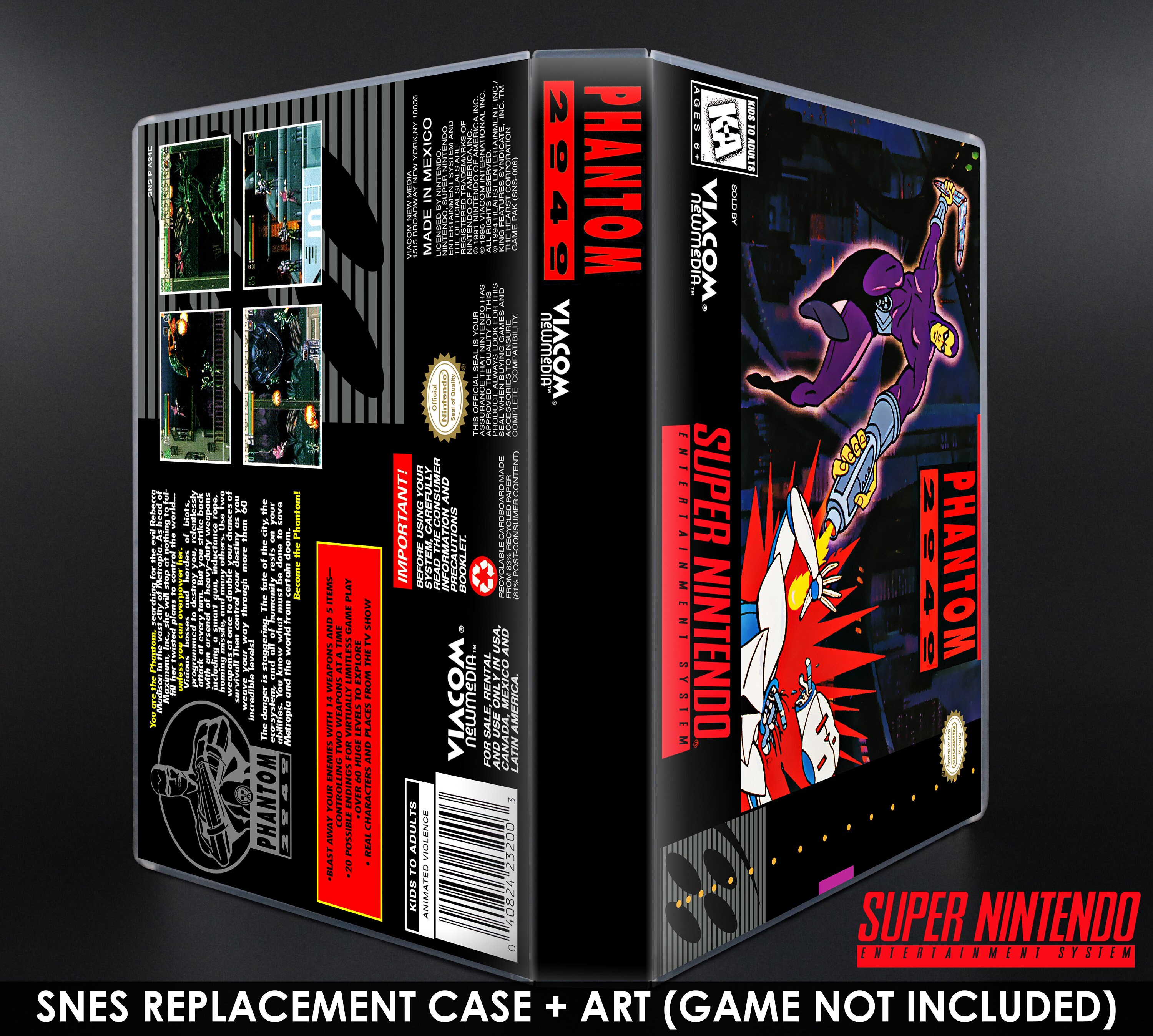 Phantom 2040 - SNES Horizontal Case - No Game - Replacement Phantom 2040 - SNES Horizontal Case - No Game - Replacement