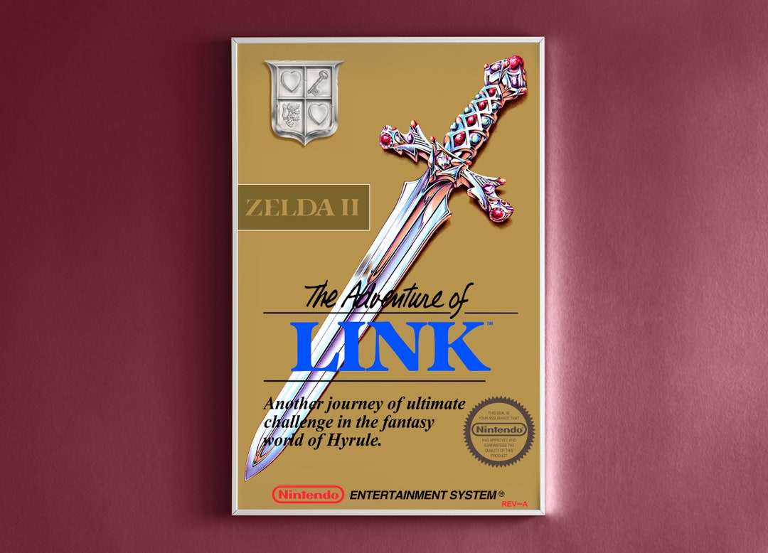 The Legend of Zelda Retro Style Poster NES Link and Zelda 