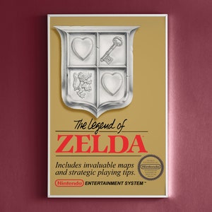 Plakat Legend of Zelda NES Box Art Print Gra wideo 11 x 17 "Renowacja