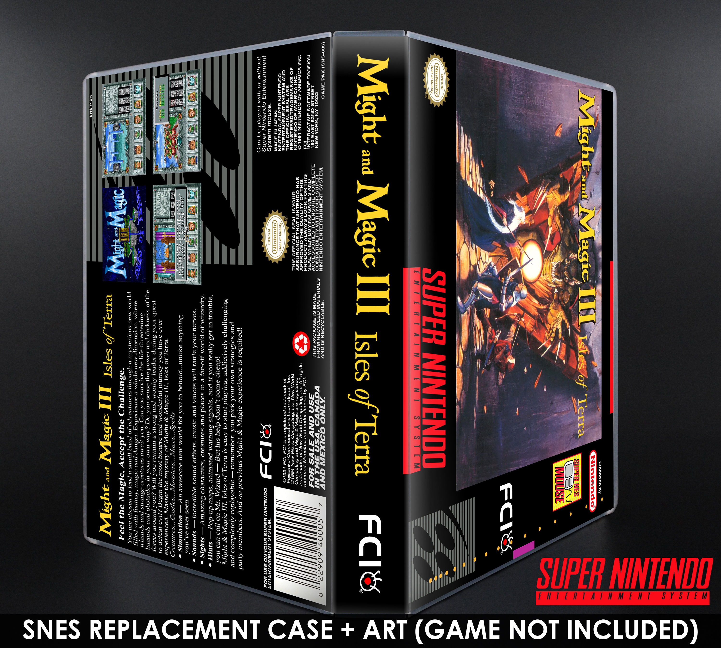 Might and Magic III 3 Isles of Terra - SNES Horizontal Case