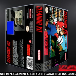 Super Nintendo Cleaning Kit - SNES Horizontal Case - No Game - Replacement Storage Case & Box Art