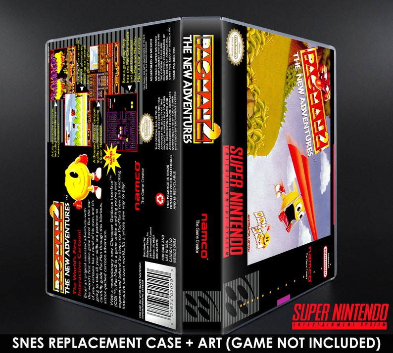 Pac-Man 2 Estuche horizontal SNES Sin juego Estuche de almacenamiento de repuesto y diseño de caja imagen 1