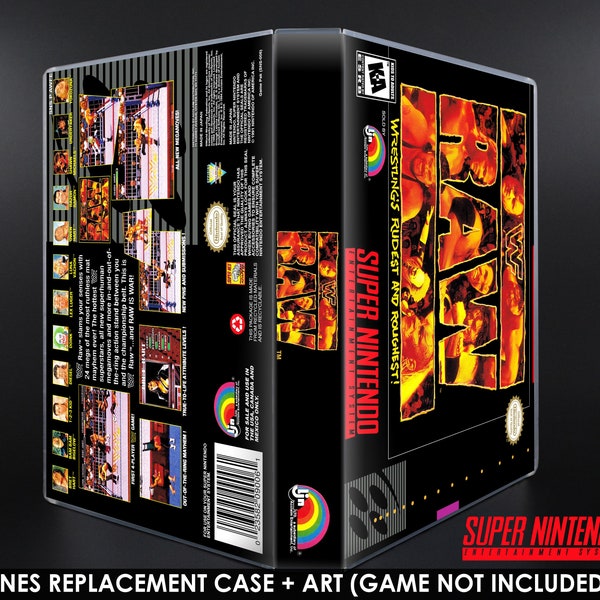 WWF Raw - SNES Horizontal Case - No Game - Replacement Storage Case & Box Art