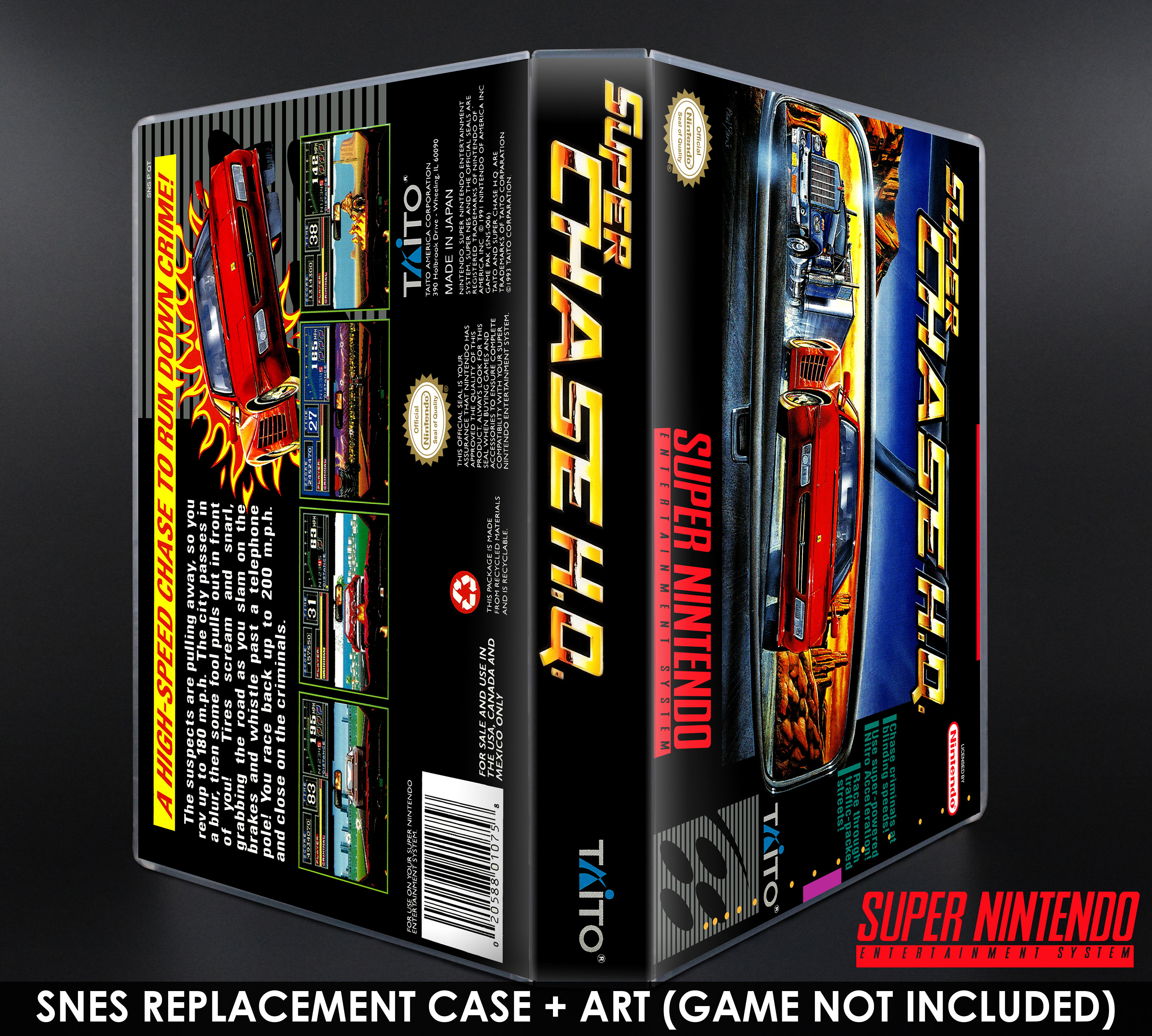Super Chase HQ SNES Horizontal Case No Game Replacement