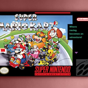 Super Mario Kart Poster SNES Box Art Print Video Game 11 x 17 &quot; Restoration