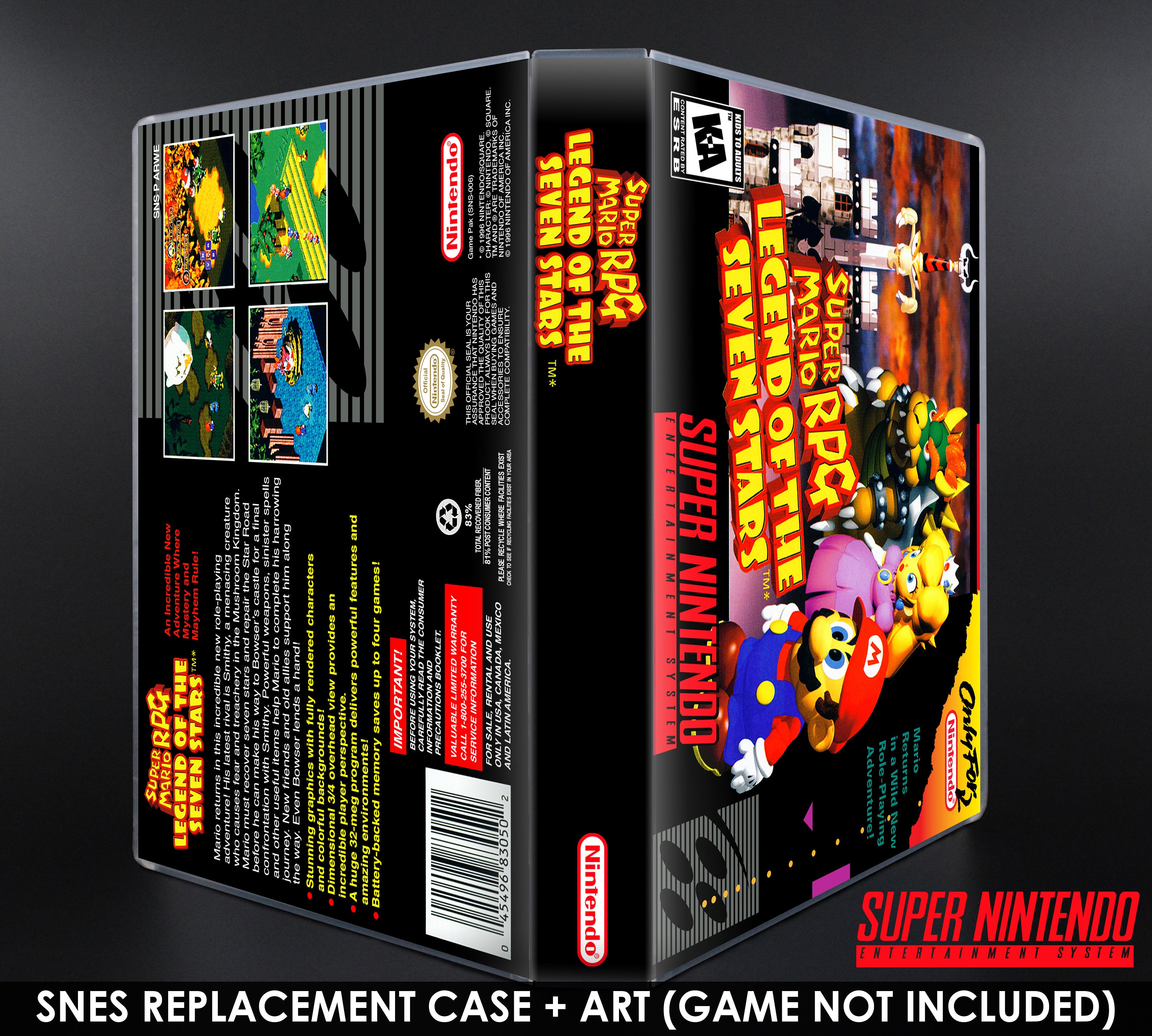 Super Mario RPG SNES Horizontal Case No Game Replacement Storage Case ...