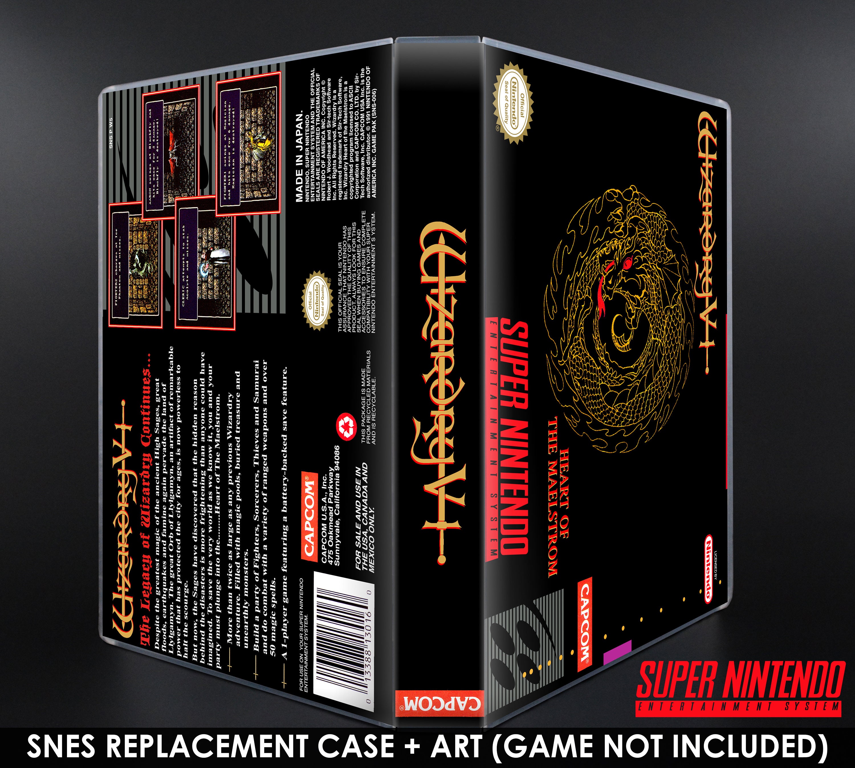 Wizardry V 5 Heart of the Maelstrom - SNES Horizontal Case Wizardry V 5 Heart of the Maelstrom - SNES Horizontal Case