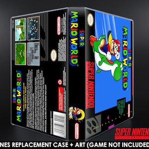 Super Mario World - SNES Horizontal Case - No Game - Replacement Storage Case & Box Art