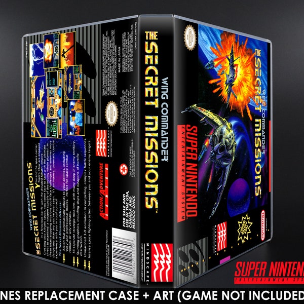 Wing Commander The Secret Missions - SNES Horizontal Case - No Game - Replacement Storage Case & Box Art