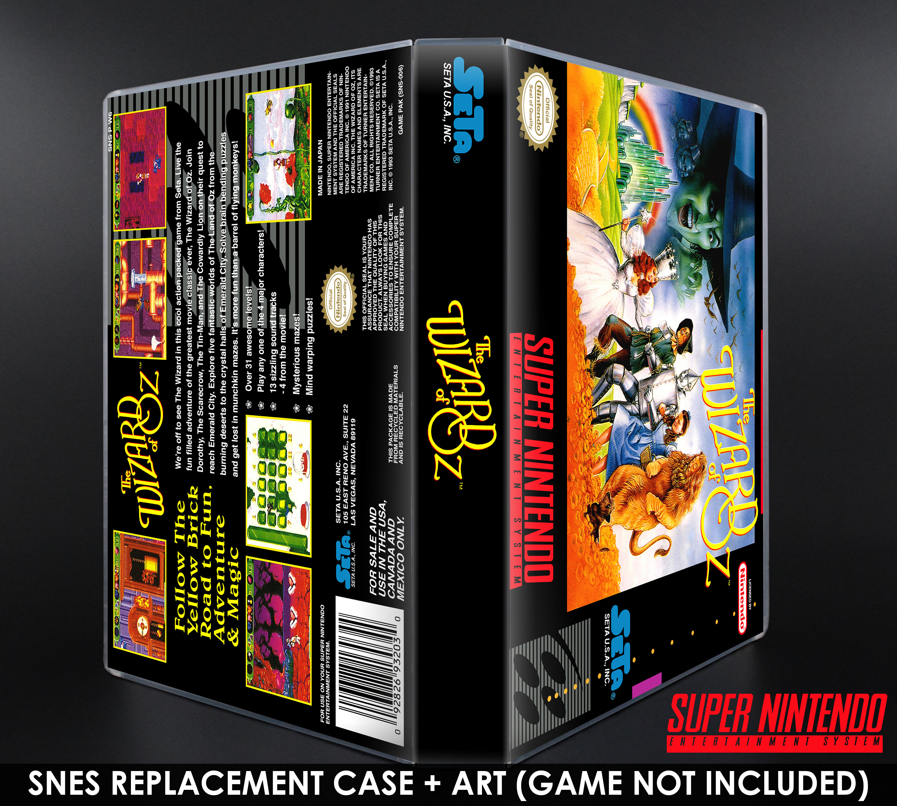 The Wizard of Oz SNES Horizontal Case No Game Replacement