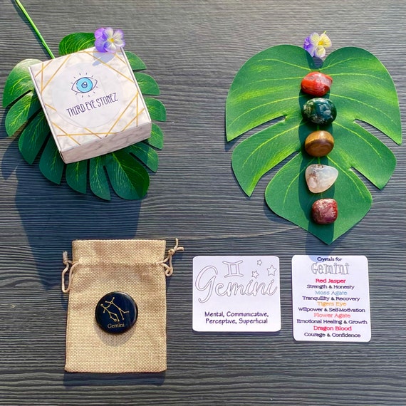Gemini Zodiac Crystals Gift Set, Zodiac Crystal Box, Gemini Season