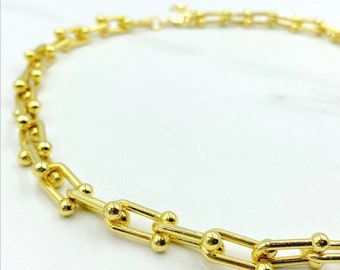 18k Gold Filled 8mm Rectangle U Link Anklet, Chunky Link Wholesale Prices Jewelry