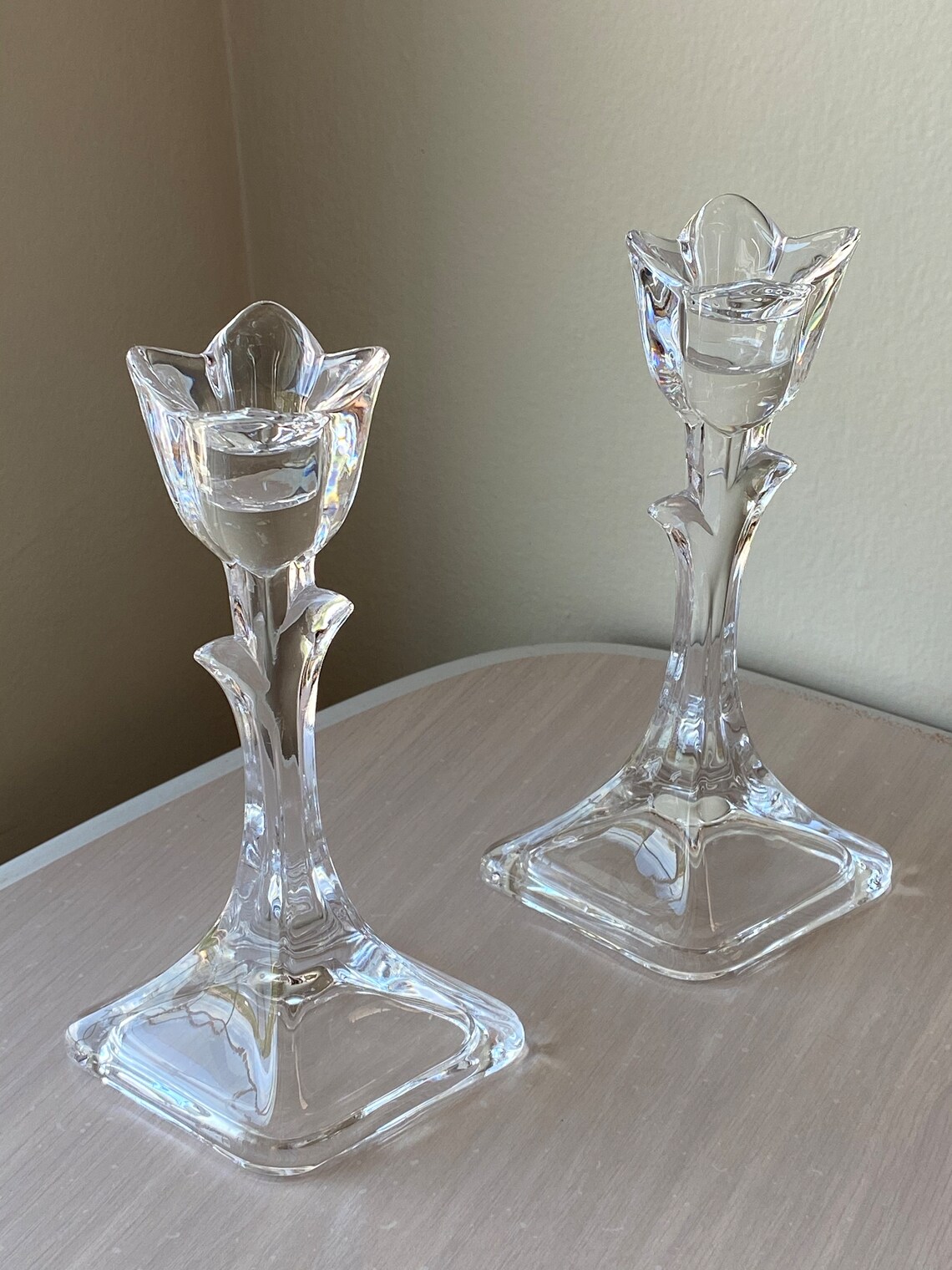 Vintage Toscany Pair of Lead Crystal Tulip Design Candle Etsy