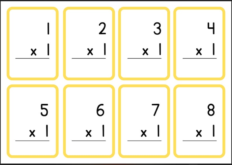 Printable Multiplication Flashcards 1-10 - Etsy