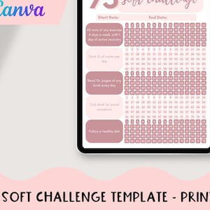 75 SOFT CHALLENGE TRACKER | Printable | Ready to Print | Tracker | Journal