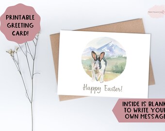 Easter Greeting Card | Easter Printable | Happy Easter | Easter Bunny | Printable Greeting Card | Blank Easter Card | 7x5in Card