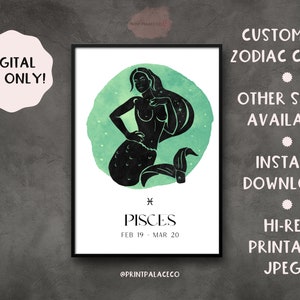 Pisces Wall Art | Pisces Birthday Gift | Zodiac Wall Art | Zodiac Print | Printable | Printable Wall Art | Personalized Zodiac