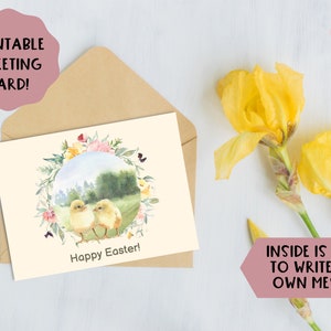 Easter Chick Greeting Card: 7x5 Blank Card (Printable PDF & JPEG)