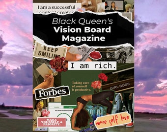 Black Queen's Vision Board Magazine of Wealth and Prosperity for Black Women | Vision Board Kit and Pictures | Mood Board