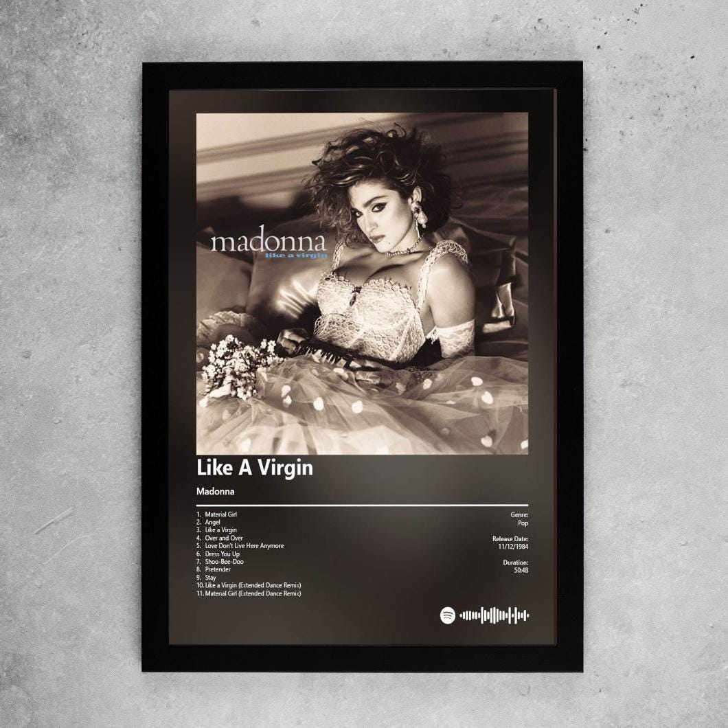 80s Madonna \"Like a Virgin 1984\" 当時物ポスター Madonna Like A Virgin 1983/84 Original Sire Record Store