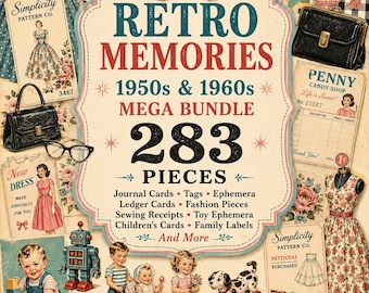 280+ Piece Retro Family Ephemera Mega Bundle | Vintage 1950s 1960s Fashion Girls | Paper Dolls | Toy Ephemera | Receipts | Junk Journal Kit