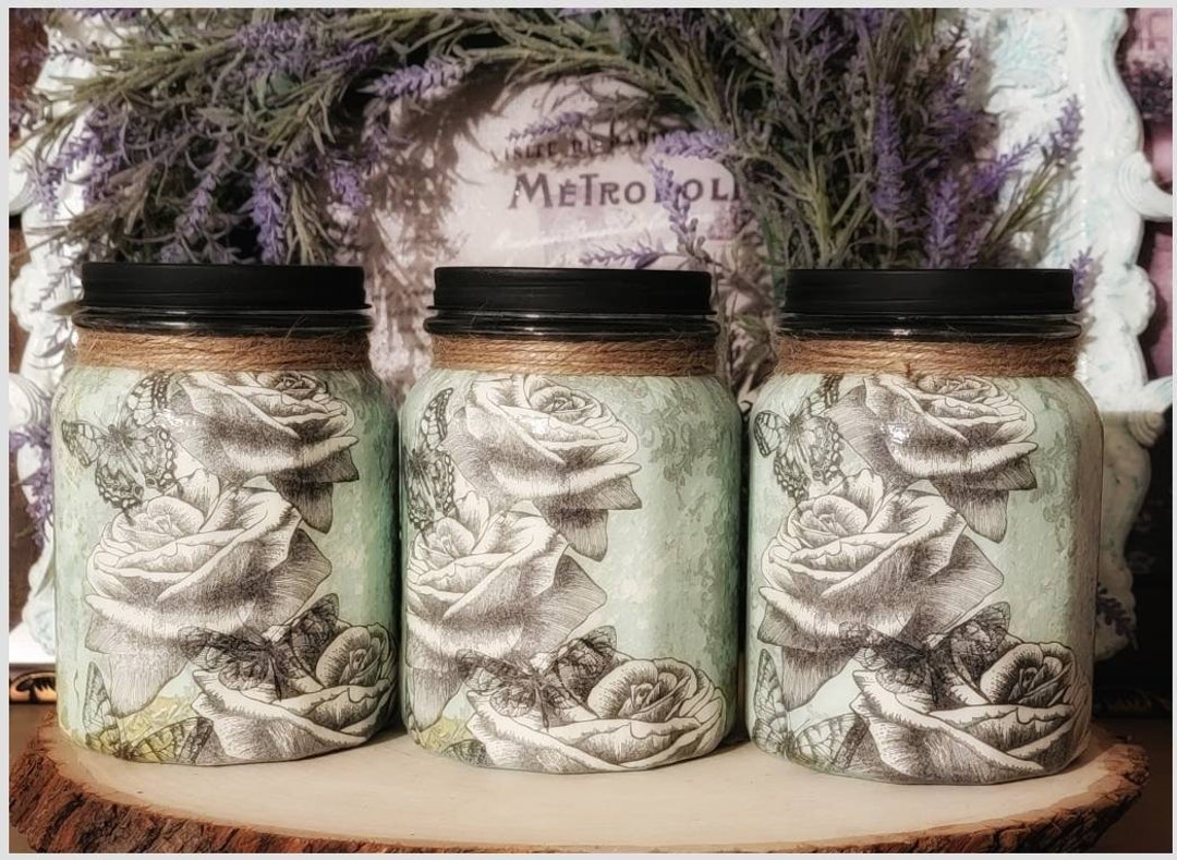 Set of 3 Dragonfly Canisters With Bronze Lids Bathroom/ Desk/ Etsy