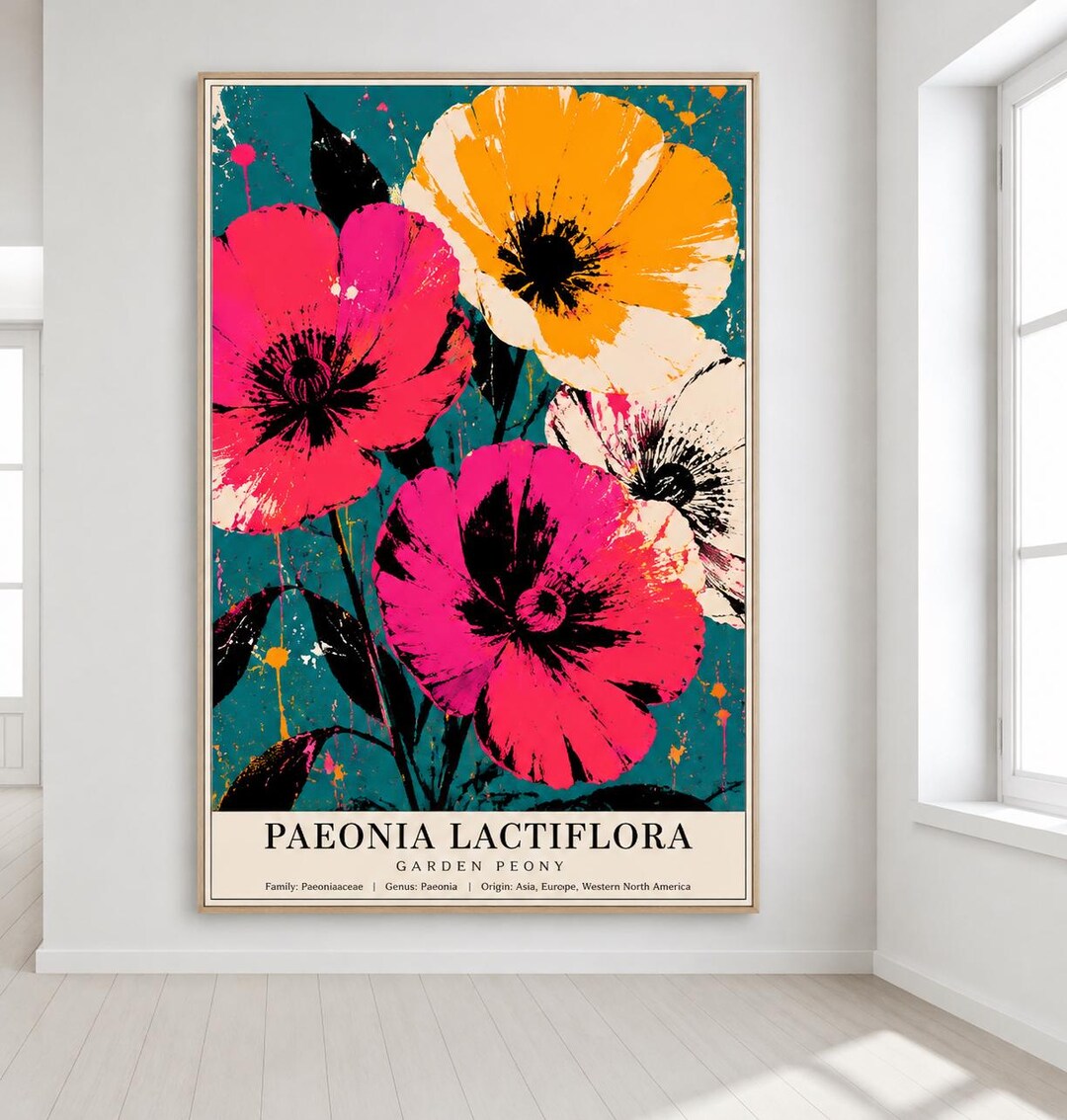 Dopamine Floral Wall Art Print | Hot Pink Peony Poster | Maximalist ...
