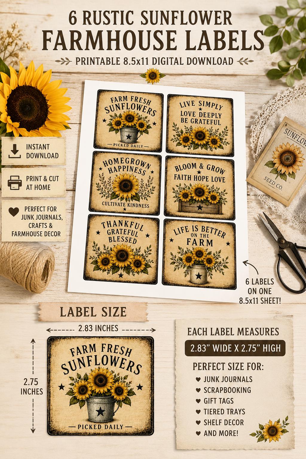 Rustic Name Label Vintage Farmhouse Labels Bundle, Primitive Pantry Tags, Rustic Country ...