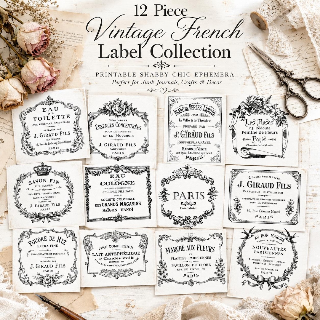 Vintage French Labels Printable / Wedding Decor Labels / Vintage Tea ...