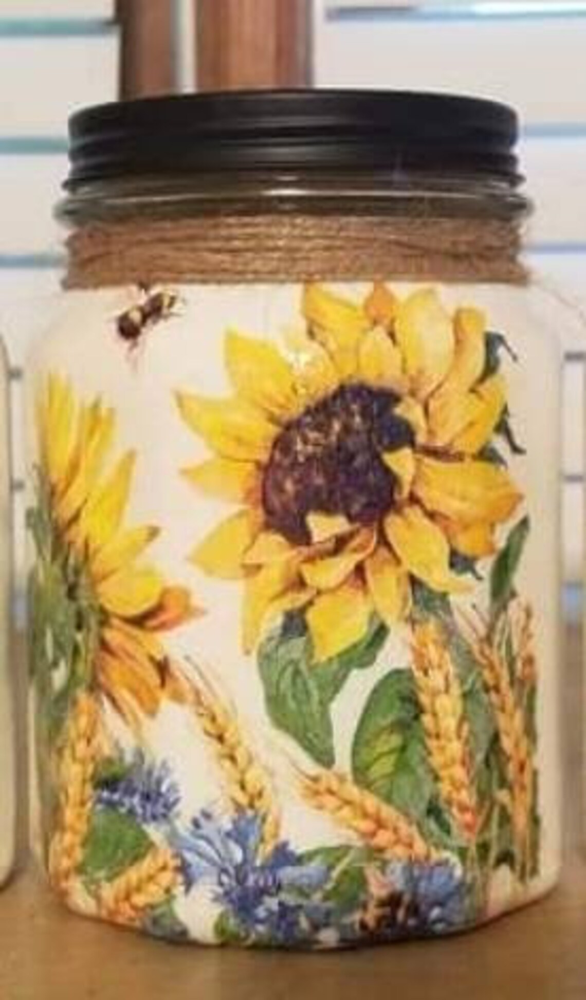 Sunflower Bee Canisters/ Farmhouse/ Country Decor/ Etsy