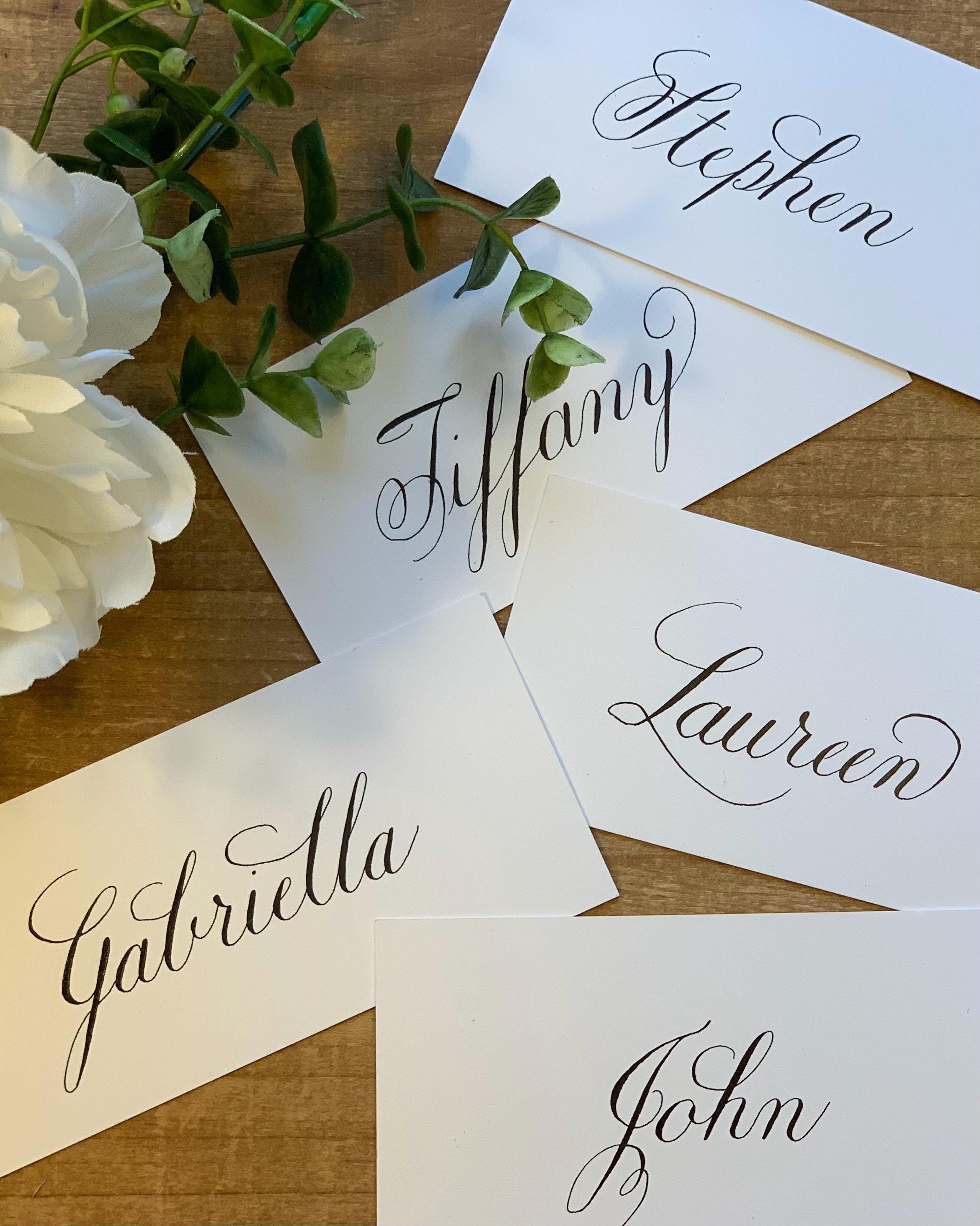 Set of Handwritten Calligraphy Place Cards: Wedding Table Decor - Etsy